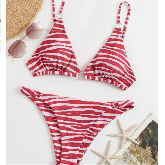 Other - Bikini Zebra Stripe Tanga Swimsuit Med New